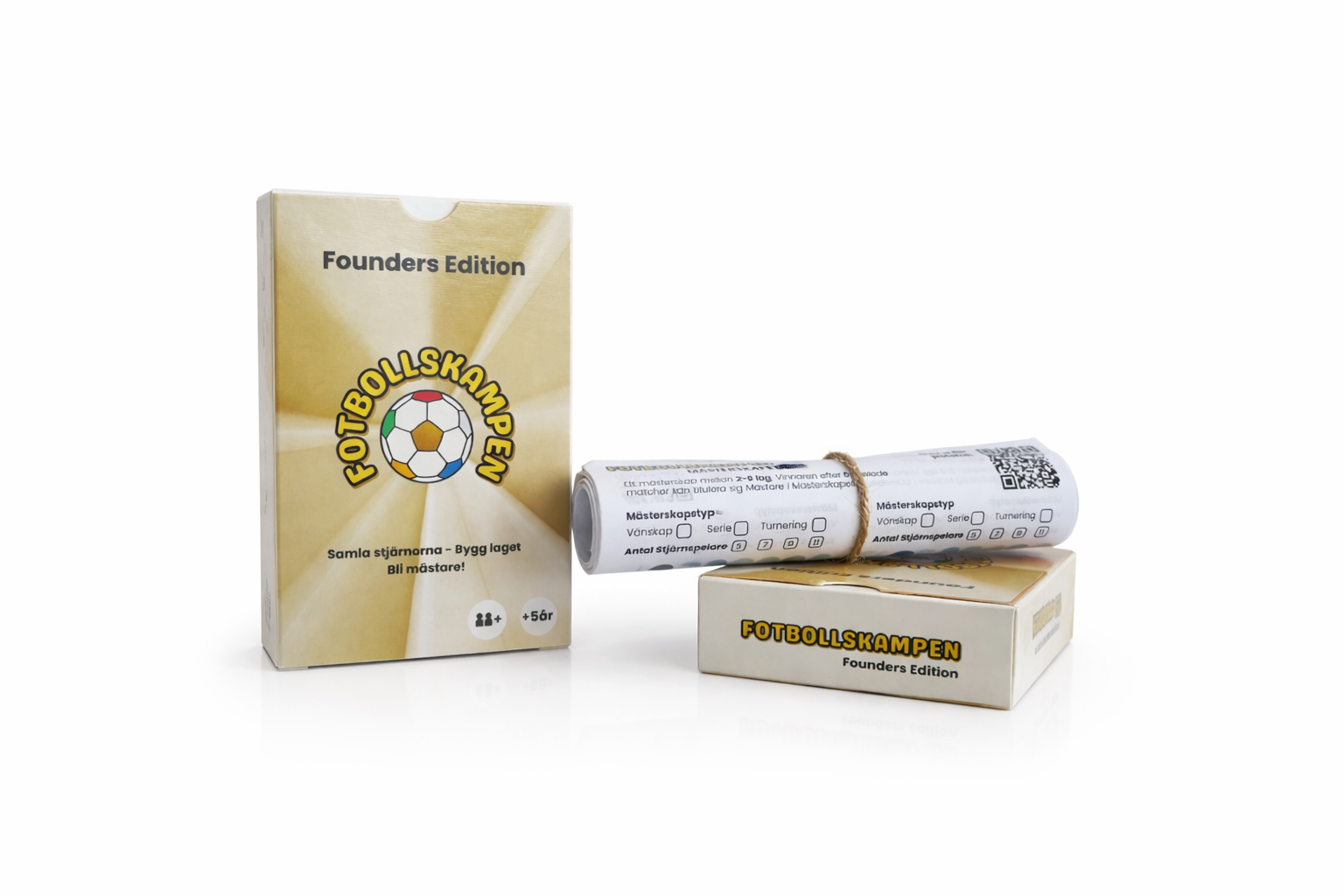 Fotbollskampen Founders Edition — förpackning och kort